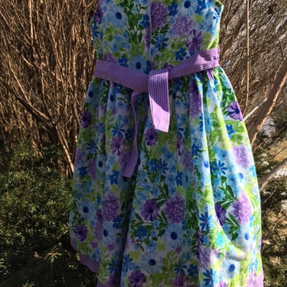 Adorable,NWOT, Jessica Ann, Flowered with Purple Gingham Accents Party Dress - Picture 2 of 8